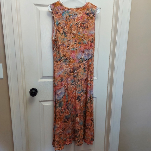 PERUVIAN CONNECTION Solange Midi Dress Floral Sleeveless Sz L - Picture 6 of 7
